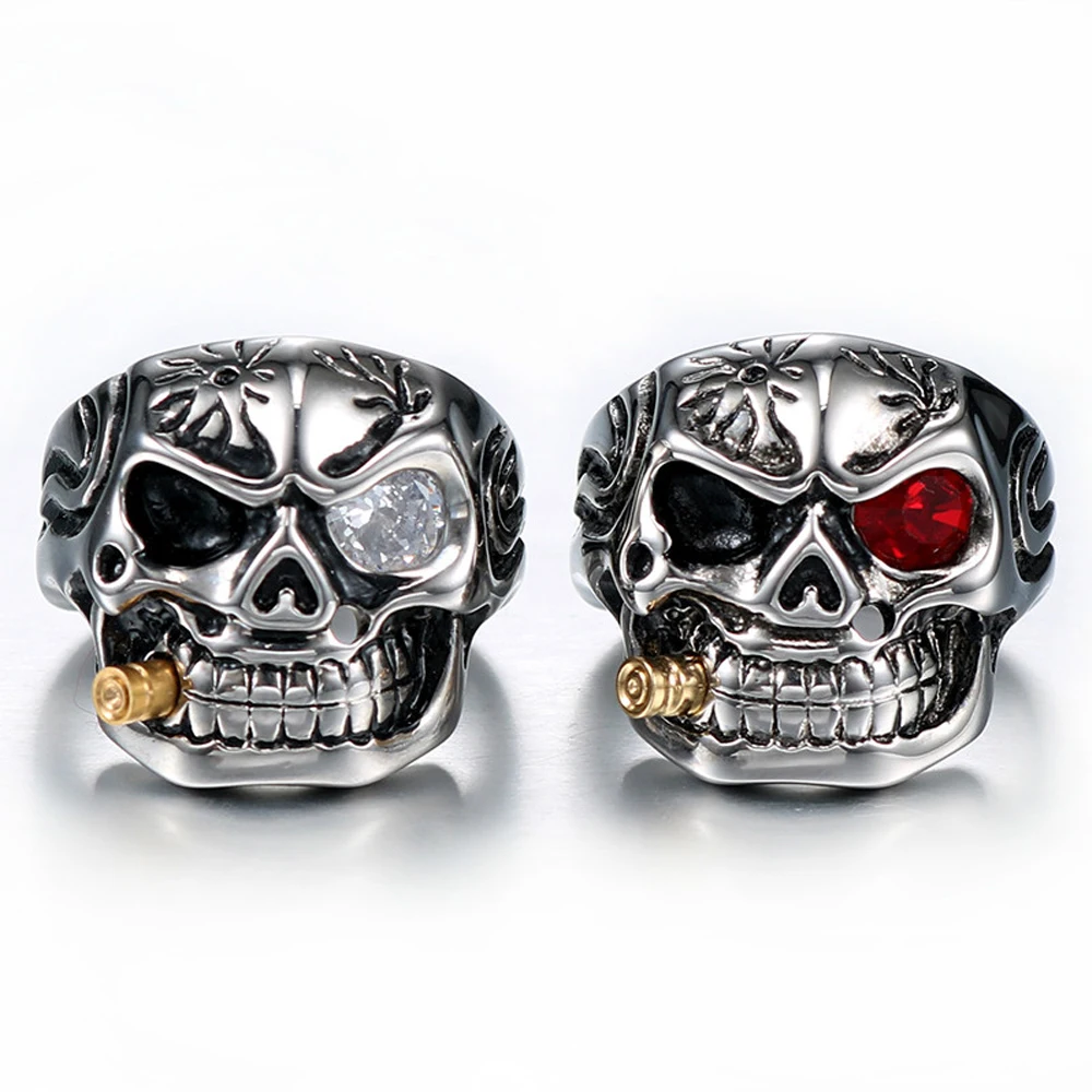 Горячая Распродажа мужское кольцо в стиле панк из нержавеющей стали с черепом и