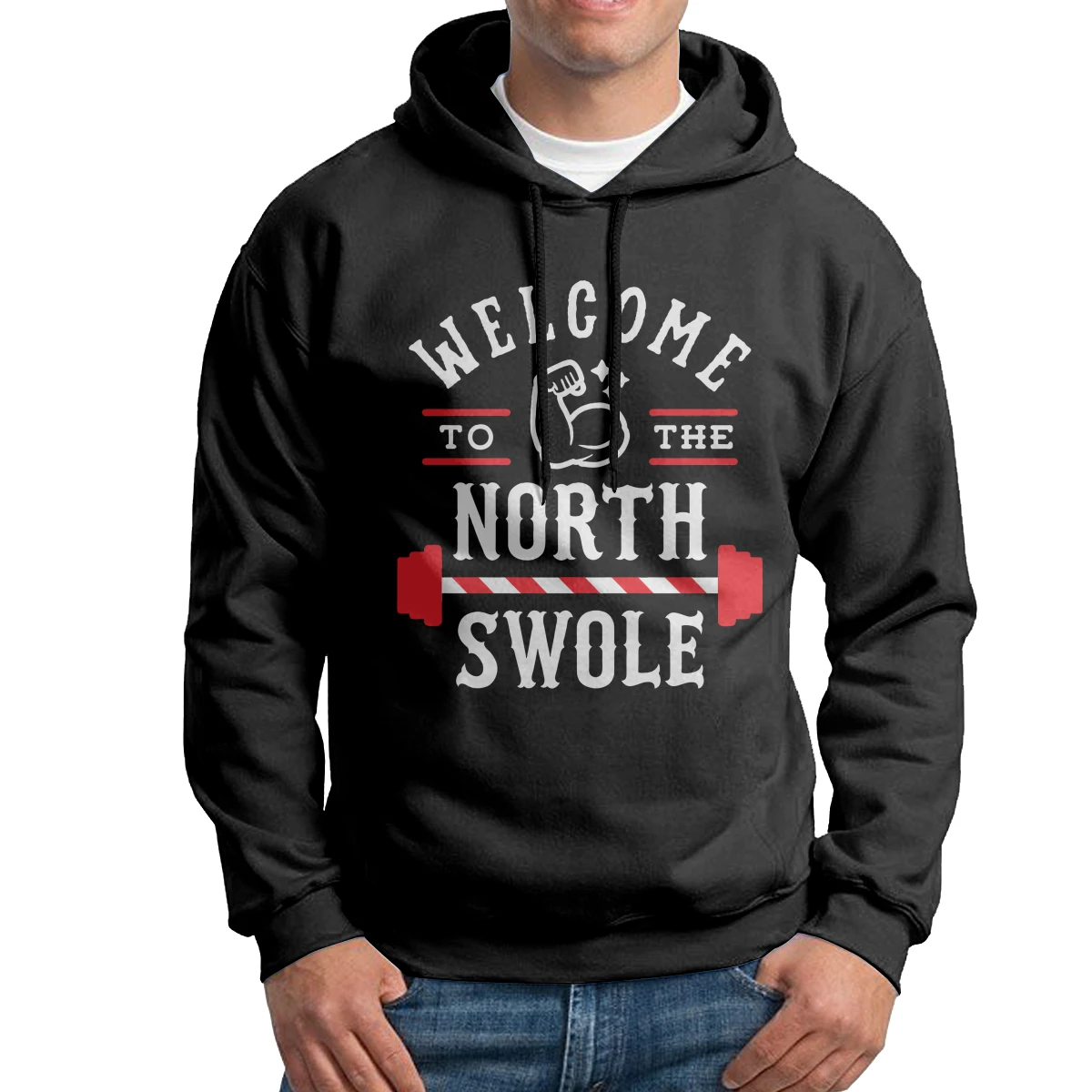

Welcome To The North Swole (Funny Christmas Gym Pun) Men Sweatshirt Cotton Vintage Hoodies Normal Pullovers
