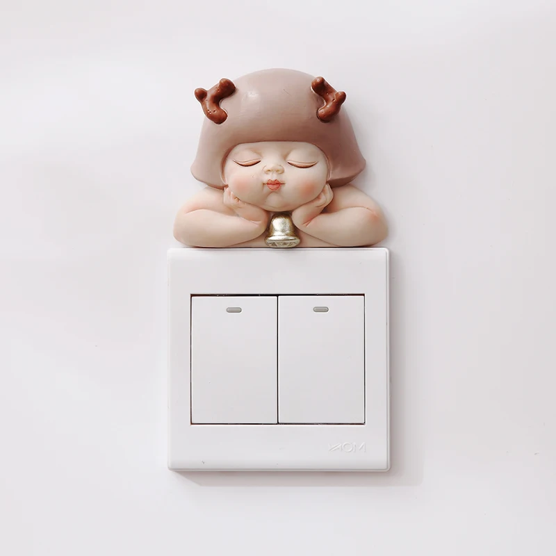Resin Cute Cartoon Room Decor 3D Switch Light Outlet Sticker Wall Silicon Socket Cover Home Decoration Unicorn Parlor | Дом и сад