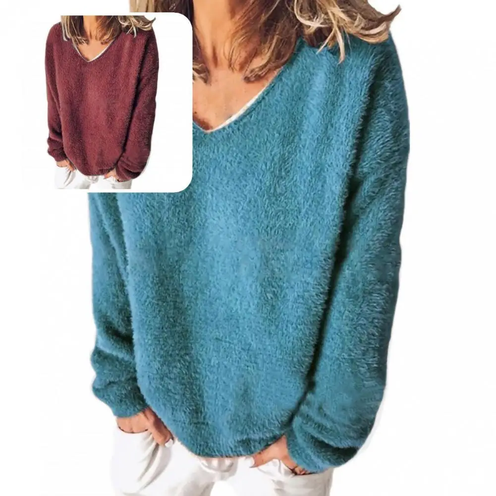 

Soft 5 Color Pure Color Autumn Winter Plush Sweatshirt Women Clothing