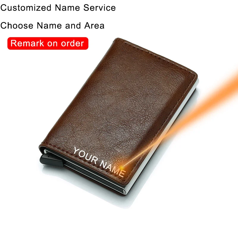 Coffee(Name Service) DIENQI углеродное волокно Анти Rfid банк держатель для карт для мужчин и женщин бизнес-держатель кредитной карты кошелек чехол кожаная сумка логотип дропшиппинг - Цвет: Coffee(Name Service)