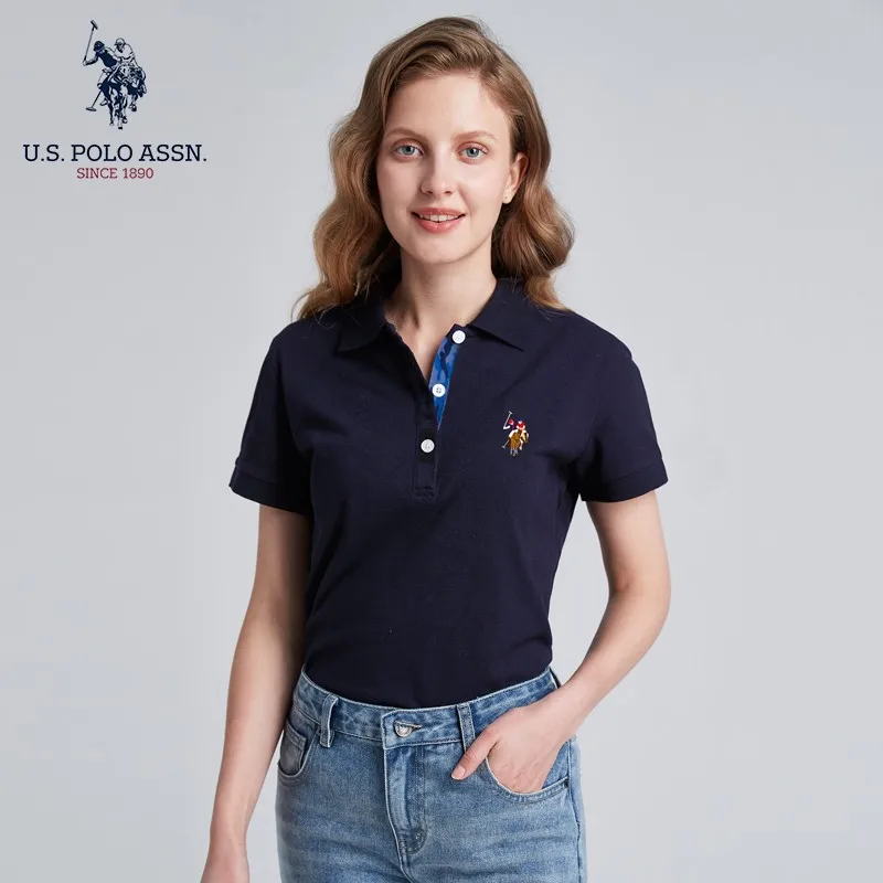 U.S. Polo Assn. Женская крутая и гладкая футболка с коротким рукавом летняя деловая