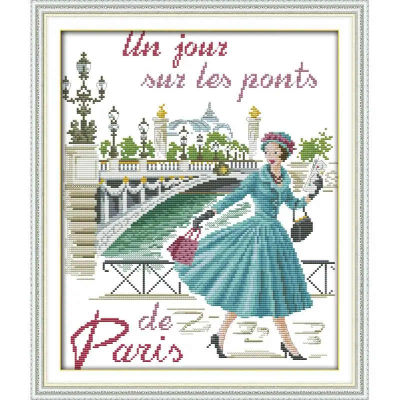 Синяя юбка для девочек вышивка крестиком Dmc китайский Набор вышивки распродажа