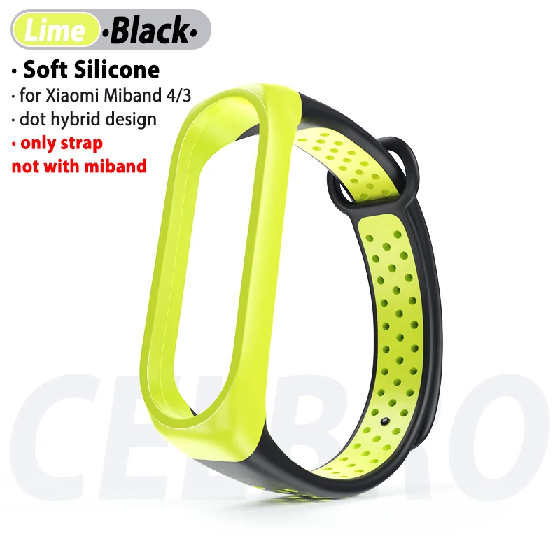 Black Lime Силиконовый браслет для Xiaomi Mi, 4 ремешка, 3 браслета, мягкий силиконовый Камуфляжный браслет, ремешок для Xiaomi Mi, бандаж 4, 3 - Цвет: Black Lime