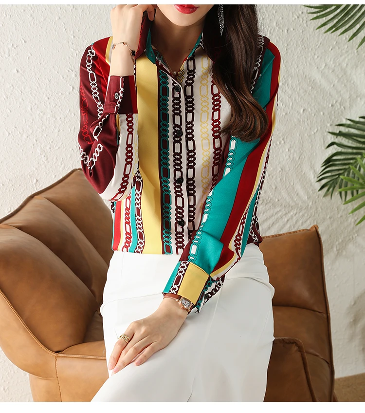 Новинка Весна 2022 европейские товары популярная цветная рубашка с принтом цепей