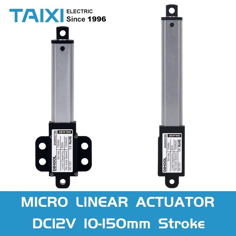 Mini Atuador Linear Elétrico dc 12v 10mm 30mm 50mm Micro Atuadores Brinquedo Armário Porta Telescópica Pólo 10 Polegadas 25mm