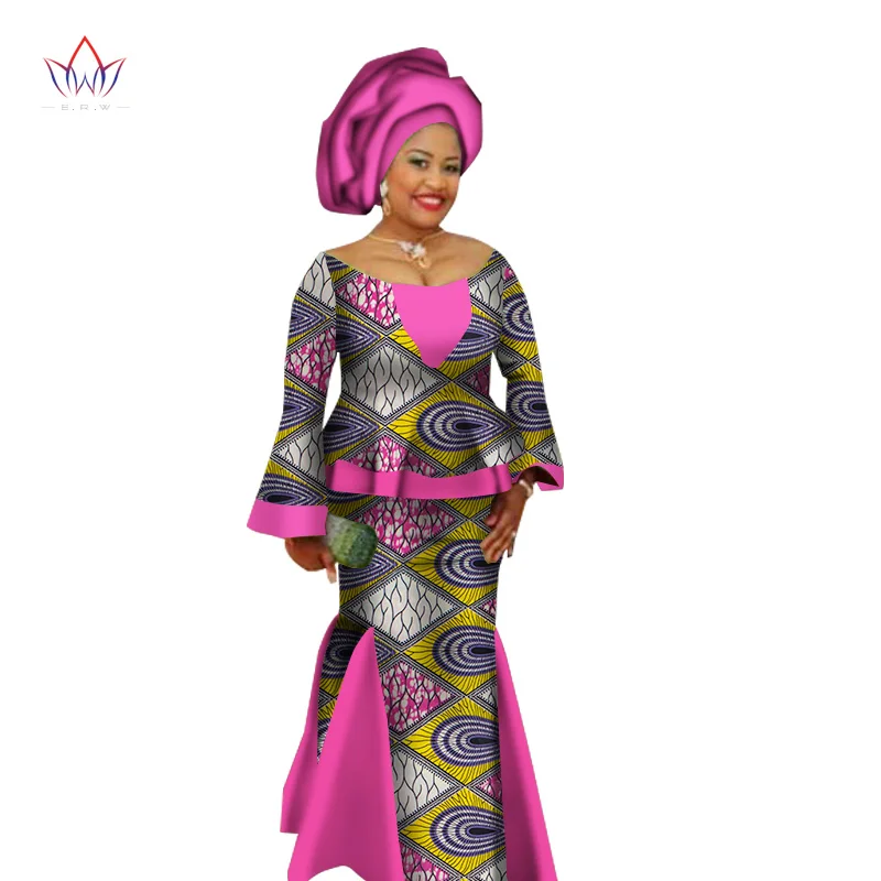 African Summer Skirt Set for Women Dashiki Traditional Blouse Top and Sets Print Wax Plus Size 6XL WY1380 | Тематическая одежда и