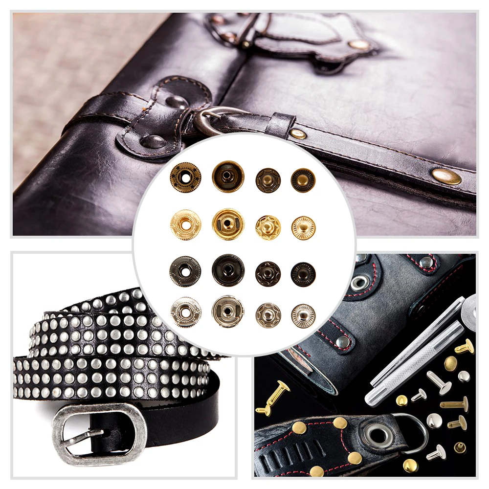 120sets Metal Brass Press Studs With 4 Pcs Fixing Tools Sewing Button Snap Fasteners Leather Craft DIY 831/633/655 | Дом и сад