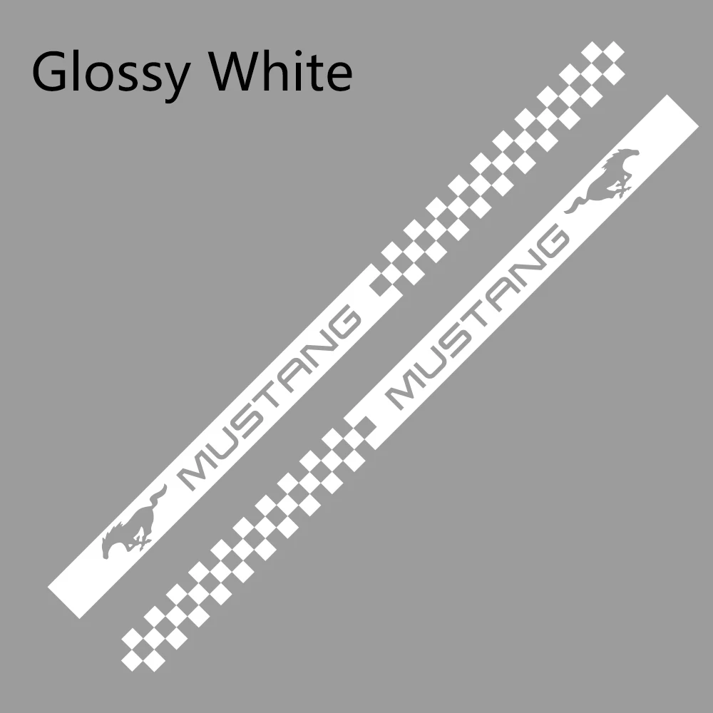 Glossy White 2 шт. боковые полосы автомобильные наклейки Автомобильная виниловая пленка наклейка Спортивная графика для Ford Mustang автостайлинг автомобильные принадлежности для тюнинга - Название цвета: Glossy White