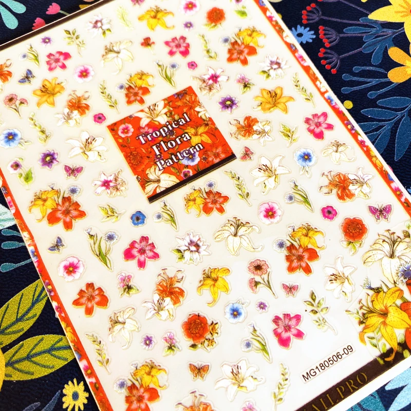 

Clearance lowest price 2018 nail sticker flower series beautiful pattern colorful nail sticker 3D nail sticker