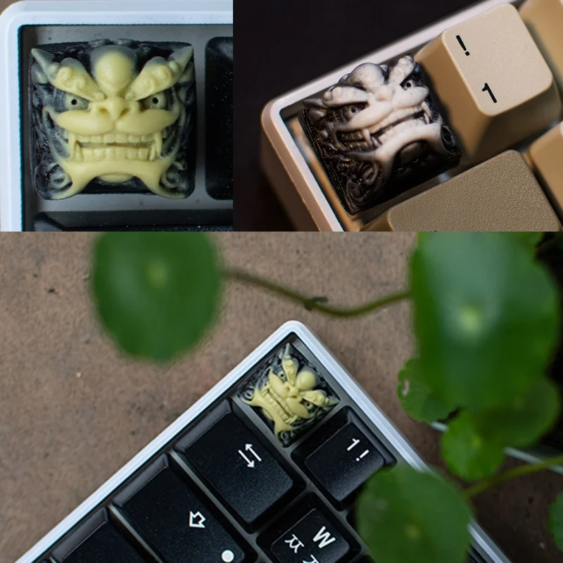 

New Chinese Style Lion Head Keycap Resin Fancy Key Cap For Cherry MX Keyboard 1pc yellow white