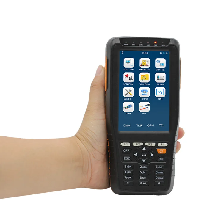 All-in-on Multifunction TM600 VDSL2 Tester (ADSL2+/OPM/ VFL/TDR/Tone Tracker/TEL) Multi Language English Spanish Italian 6600mAh