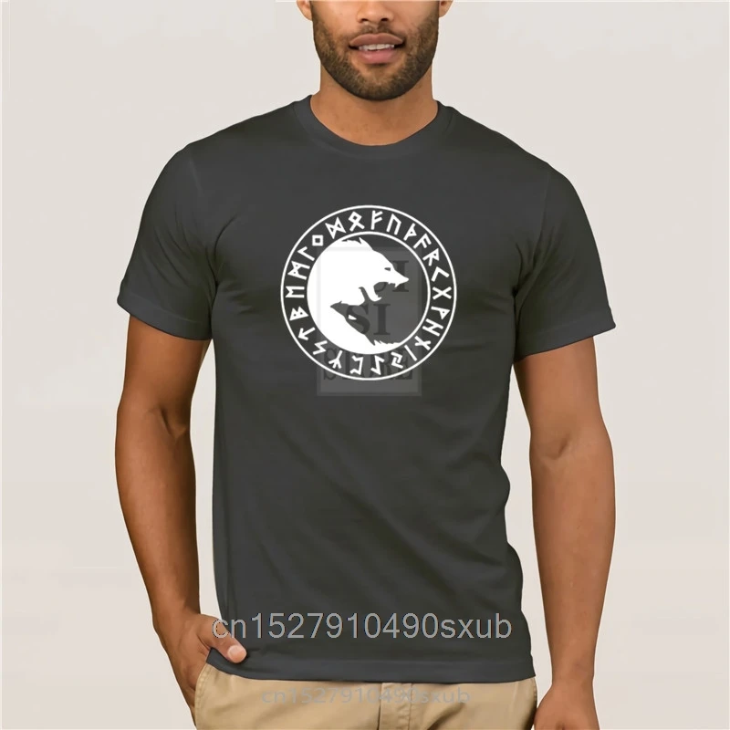 Футболка мужская с принтом Фенрир ин Янь в норвежский один викингов хлопковая