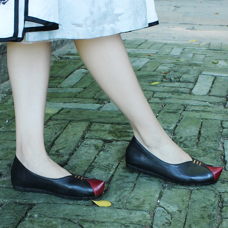 

2020 Spring Handmade Retro Women Flat Shoes Pointed-Toe Soft-Sole Vintage Shoe Women Casual Shoes Loafers