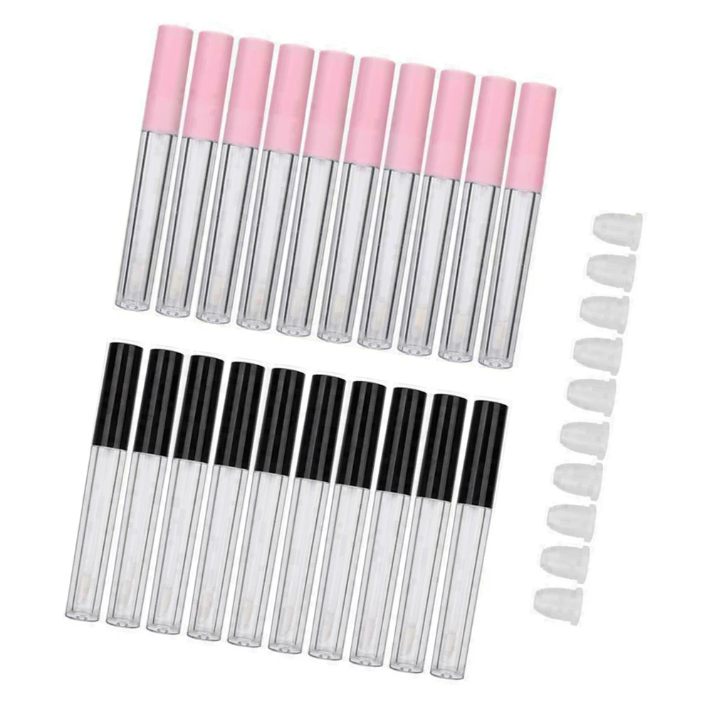 

20PCS High-grade Sand Bright White Cover Round Lip Glaze Sub-bottle Pink Lip Gloss Bottle DIY Injection Tube Lip Gloss Glaze