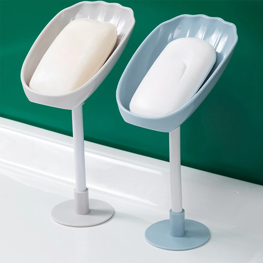 

Soap Dish Box Shell Shaped Sponge Drain Holder Bathroom Bath Drill-Free Suction Cup Adjustable Detachable Kitchen Storage Tray
