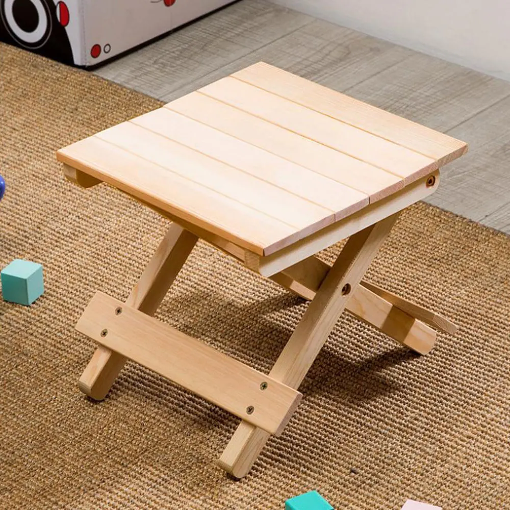 

1Pc Modern Square Wood Low Stool Creative Anti-slip Wood Stool (Wood Color)