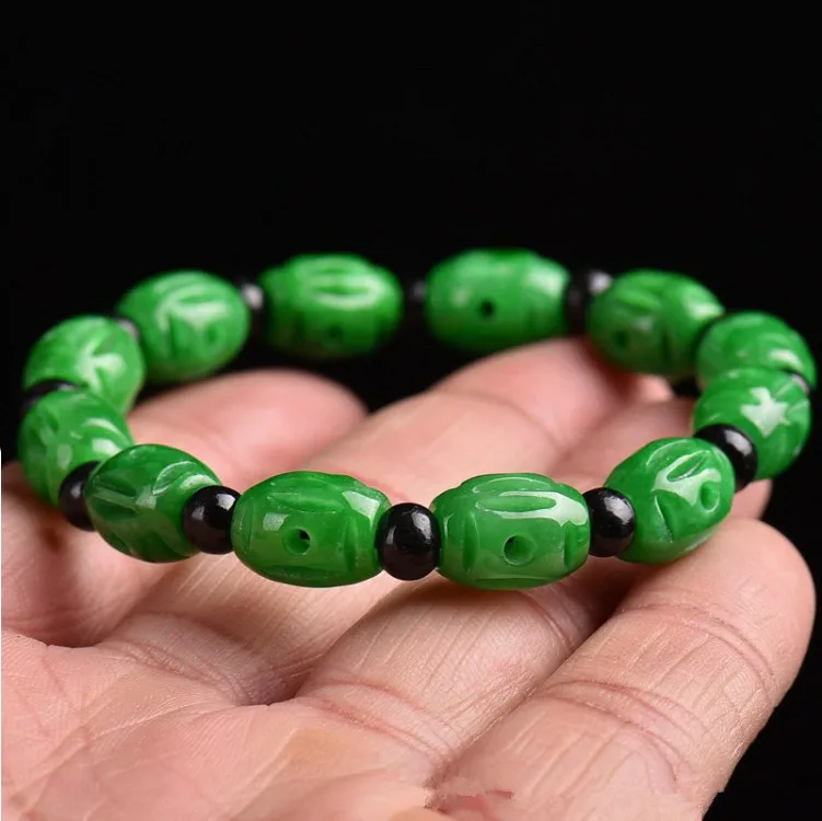 Китайский изумрудно-зеленый полый браслет из бусин эластичный ювелирные