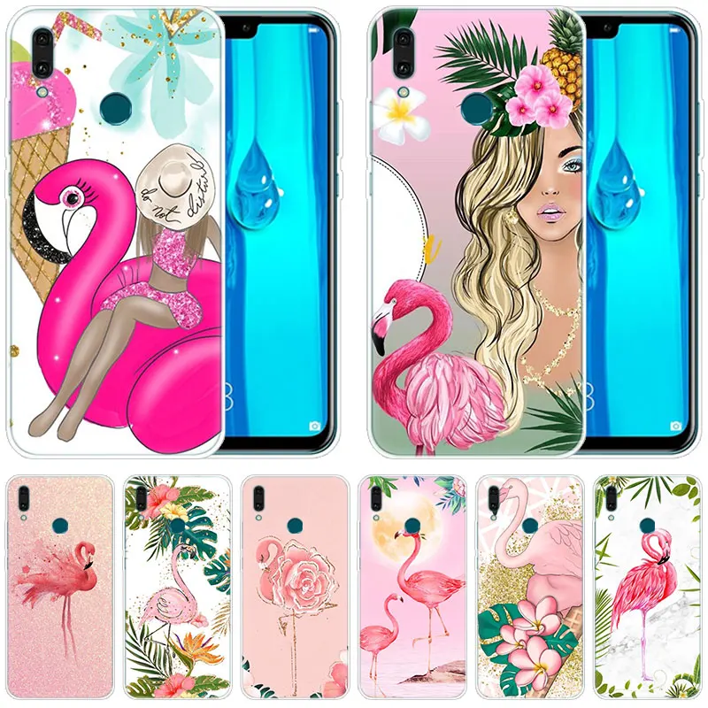 Мультяшный милый розовый Фламинго Роскошный чехол для девушки Huawei Mate 30 20 Lite 10 Pro Y5