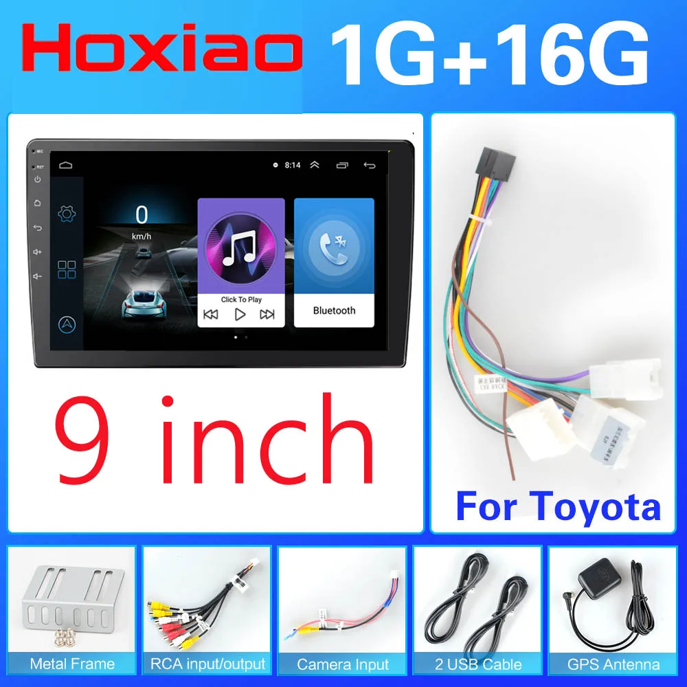 2 DIN 9,0 дюймов Android 8,1 сенсорный экран автомобильный мультимедийный плеер Bluetooth gps WiFi навигатор FM радио плеер автомобильная камера - Цвет: 16G-Toyota
