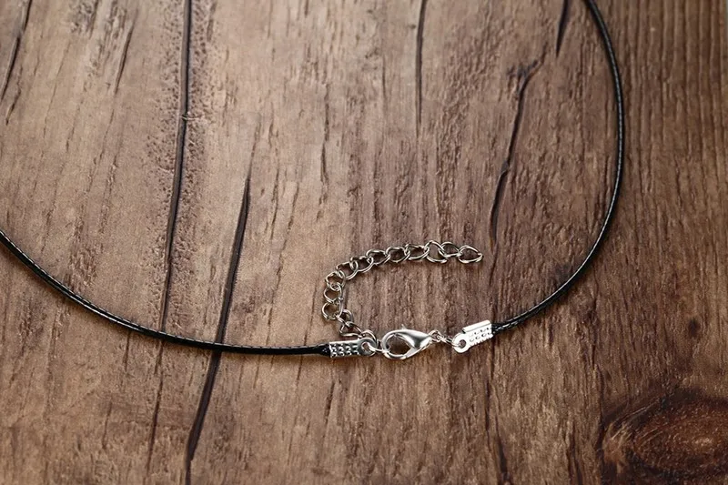 Цепочка из черной кожи нержавеющей стали цепочка ПУ 45 см шнур восковой веревки