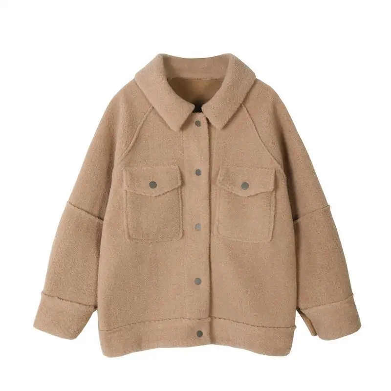 

Women Jackets Spring 2021 New Women's Plush Fur Cotton Women's Loose-fitting New Loose-fitting Plush Jacket Top