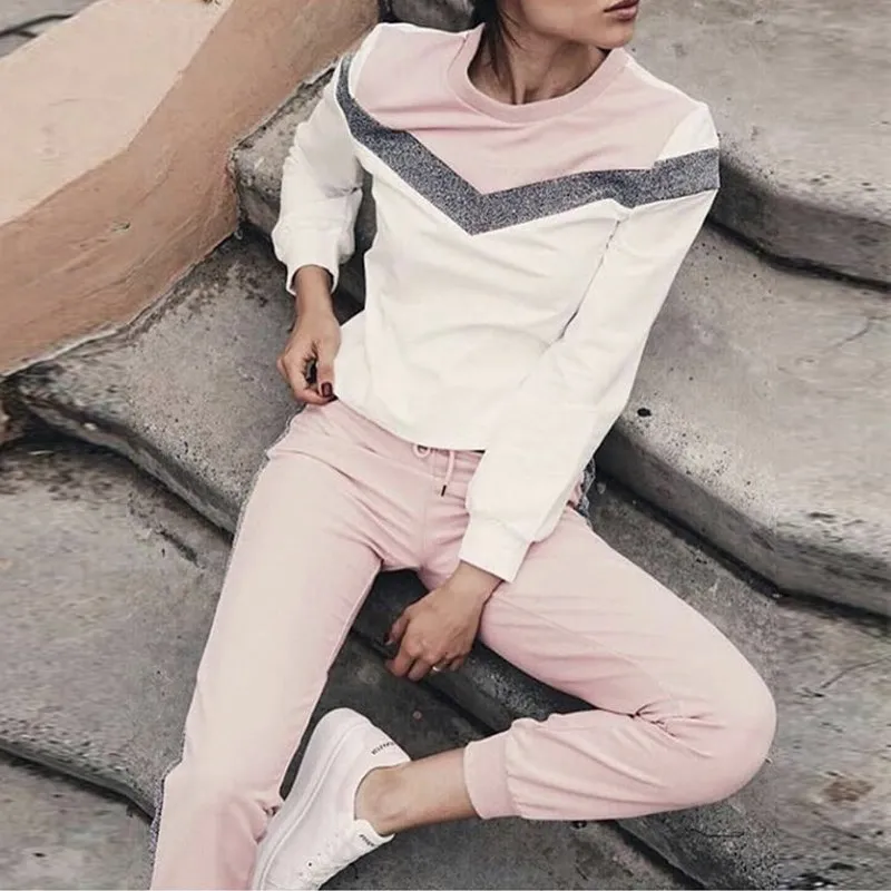 Женские спортивные костюмы Осенний пуловер с длинными рукавами толстовка