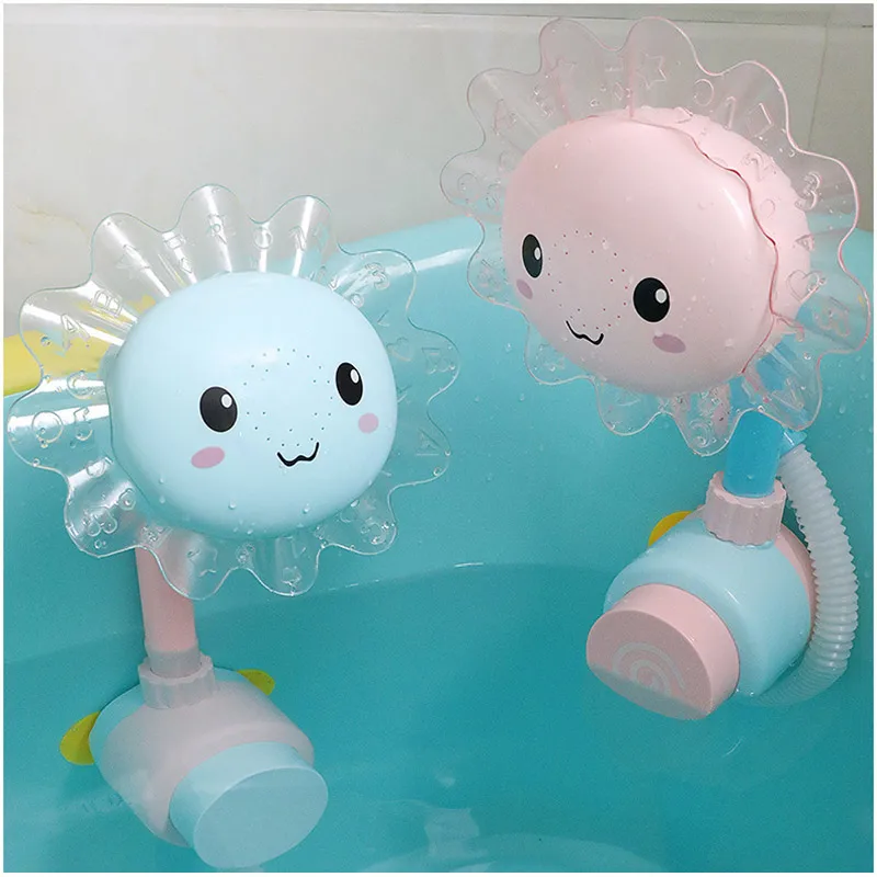 

2020 New Bathing Tub Sunflower Shower Faucet Spray Water Swimming Toys For Children Funny Water Game Baby Bathing Toys Sunflower