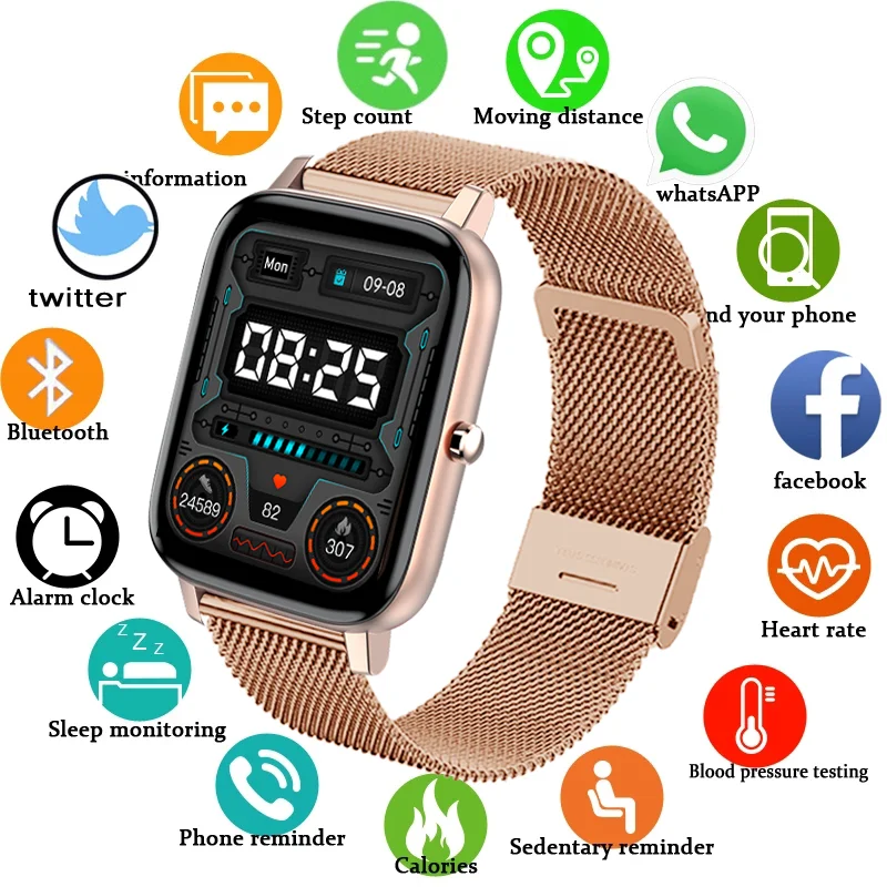 Модные Смарт-часы женский браслет спортивные часы с шагомером мужские ЭКГ