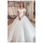 JIERUIZE блестящее бальное платье принцессы Свадебные платья с открытыми плечами белые блестки Свадебные платья Элегантное платье на шнуровке сзади