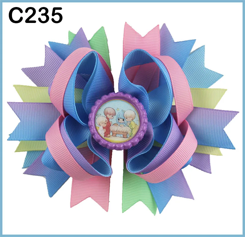 D 65 шт рождественские перьевые банты для волос конфетный тростниковый бант Санта заколка для волос олень головная повязка, слоистые коркер банты