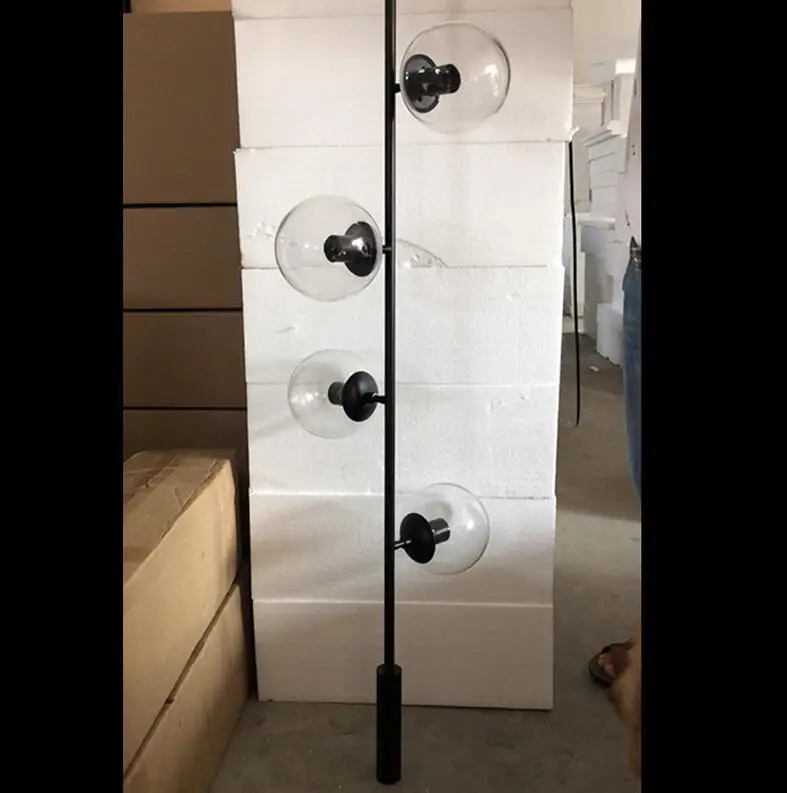 Vertical Black clear Современные линейные столовая светодиодный люстра лампа в виде светящегося шара железа барная Подвесная лампа вертикальный Горизонтальное стеклянный сферическая люстра светодиодный - Цвет абажура: Vertical Black clear