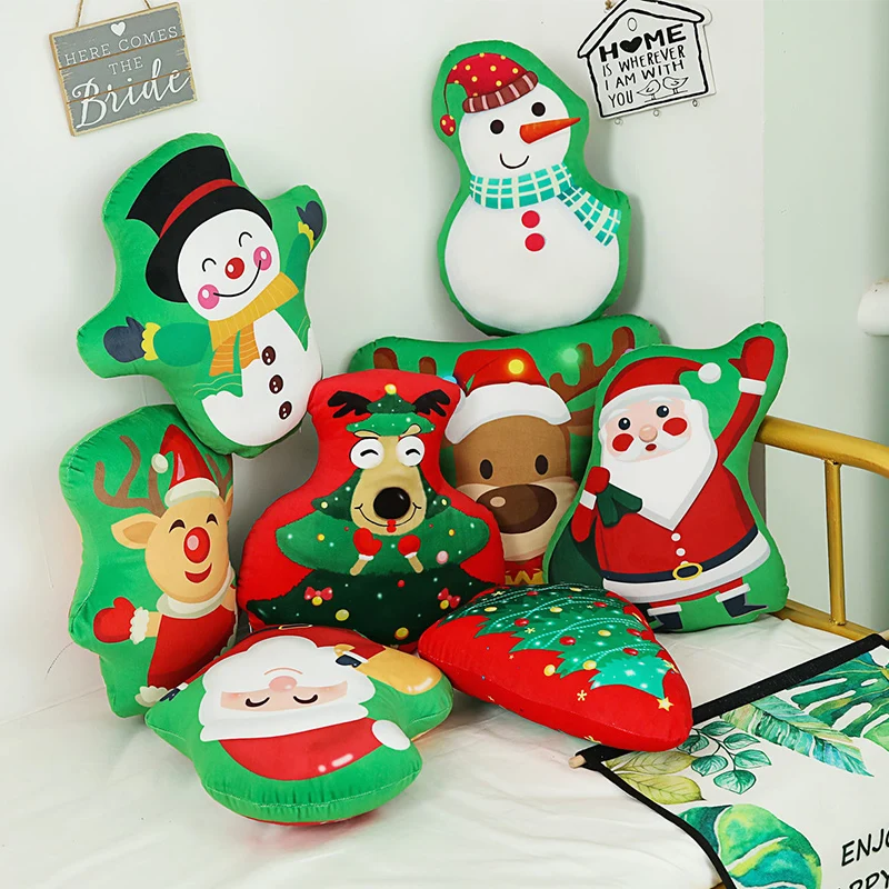 40 см рождественские украшения милая Подушка Санта лось маленький снеговик