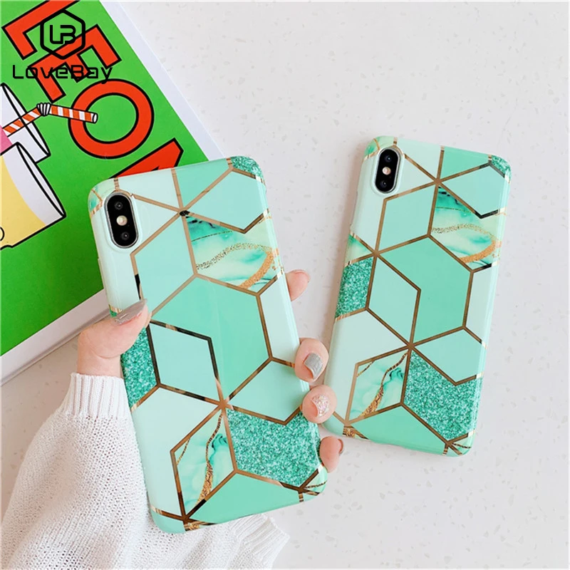 Lovebay новые мраморные геометрические чехлы для телефонов iPhone 11 Pro X XR Xs Max мягкий IMD