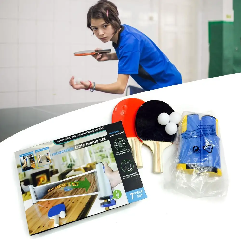 

Portable Table Tennis Set 1.9M Telescopic Net Rack 1 Pair Table Tennis Paddle Pingpong Training Accessories Set Dropshipping
