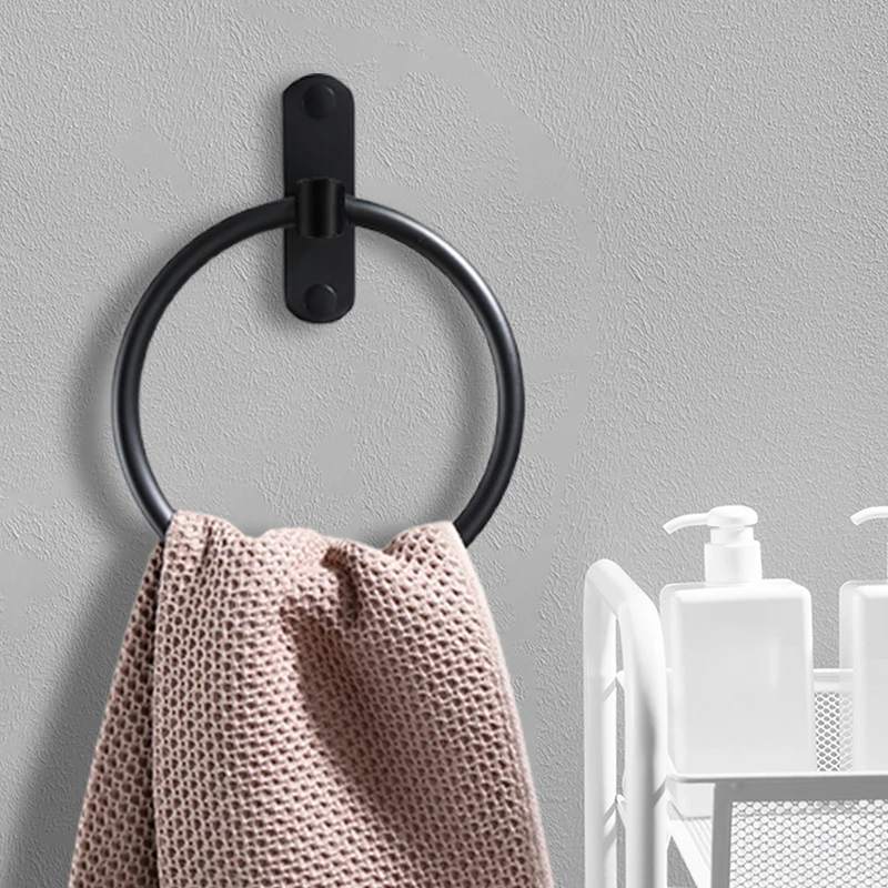 

Bathroom Aluminum Towel Ring Wall Mounted Towel Rack Towel Holder Hanger Polish Anti Corrosion Storage Rack Hardware Accessories