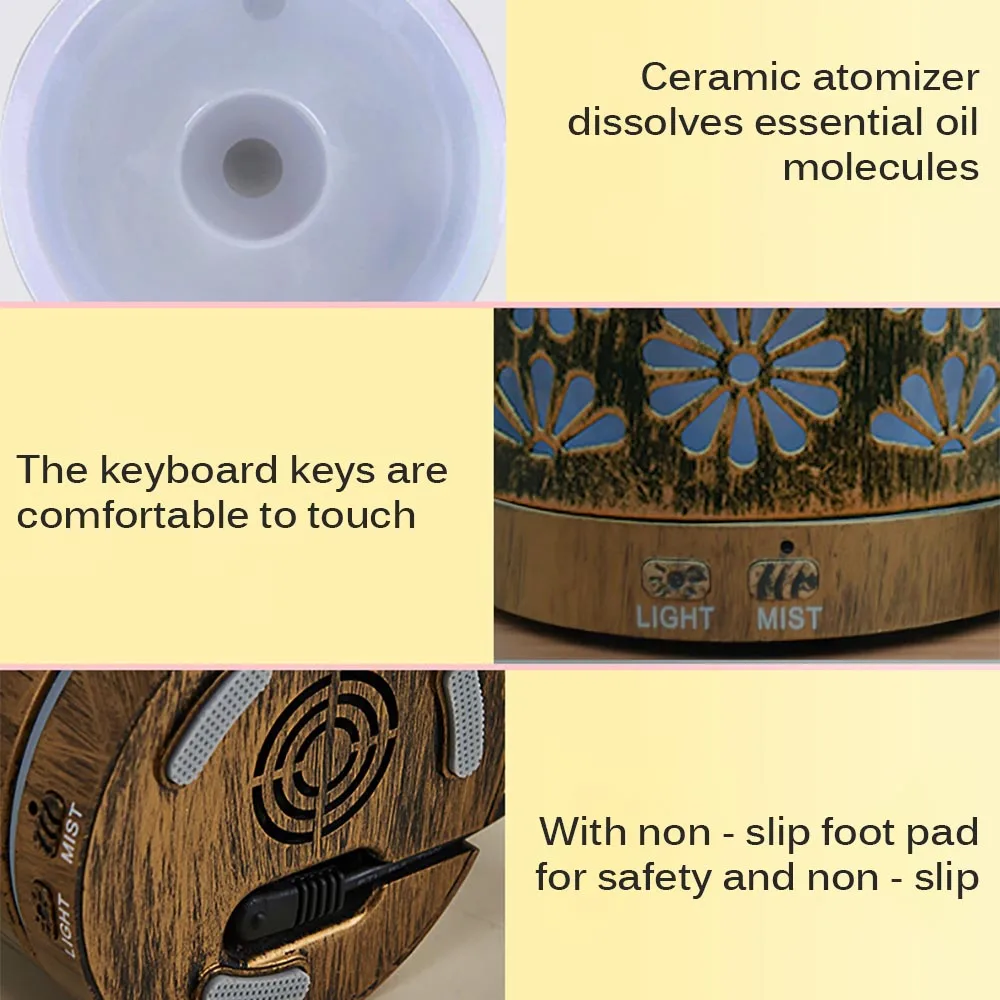 

Ultrasonic Aroma Diffuser Ceramic Air Humidifier Purifier Atomizer Essential Oil Diffuser With 7 Color Night Lights For Home