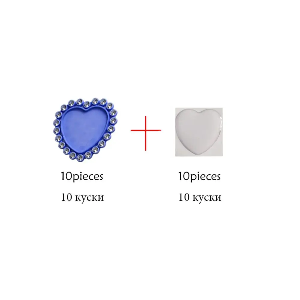 Внутренний размер 25 мм X 23 мм Стразы в форме сердца кнопка пластиковая крышка для бутылки крышка лотка крышки 10 шт BTN-5725 - Цвет: blue X sticker