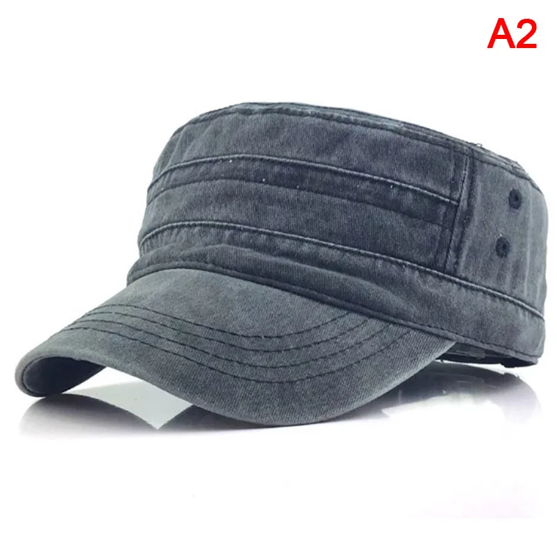 

Classic Vintage Flat Top Mens Washed Caps And Hat Adjustable Fitted Thicker Cap Winter Warm Military Hats For Men