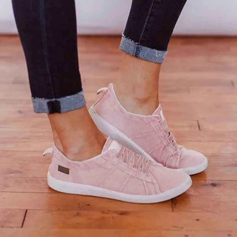 Осенние лоферы парусиновые Женские Повседневные слипоны на плоской подошве для