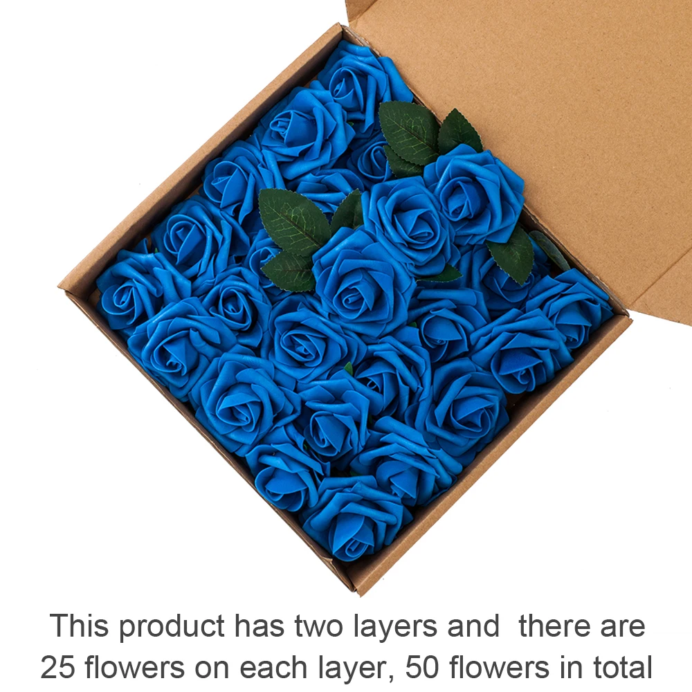

50pcs PE Foam Rose Flower Dark Blue