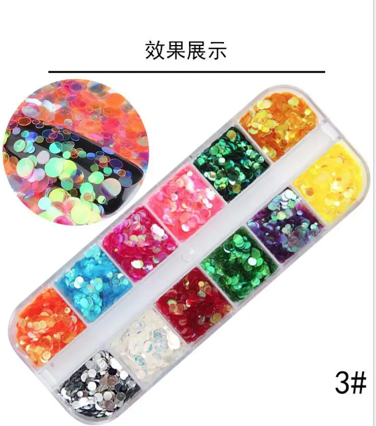 

12 Grids/Set nail supplies maple leaf holographic glitter nail art decorations decals sequines decals nails accessories set