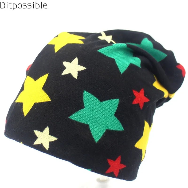 Ditpossible cute star print beanies skullies caps for women girls autumn winter hat scarf wrap neck warmer scarves hats | Аксессуары для