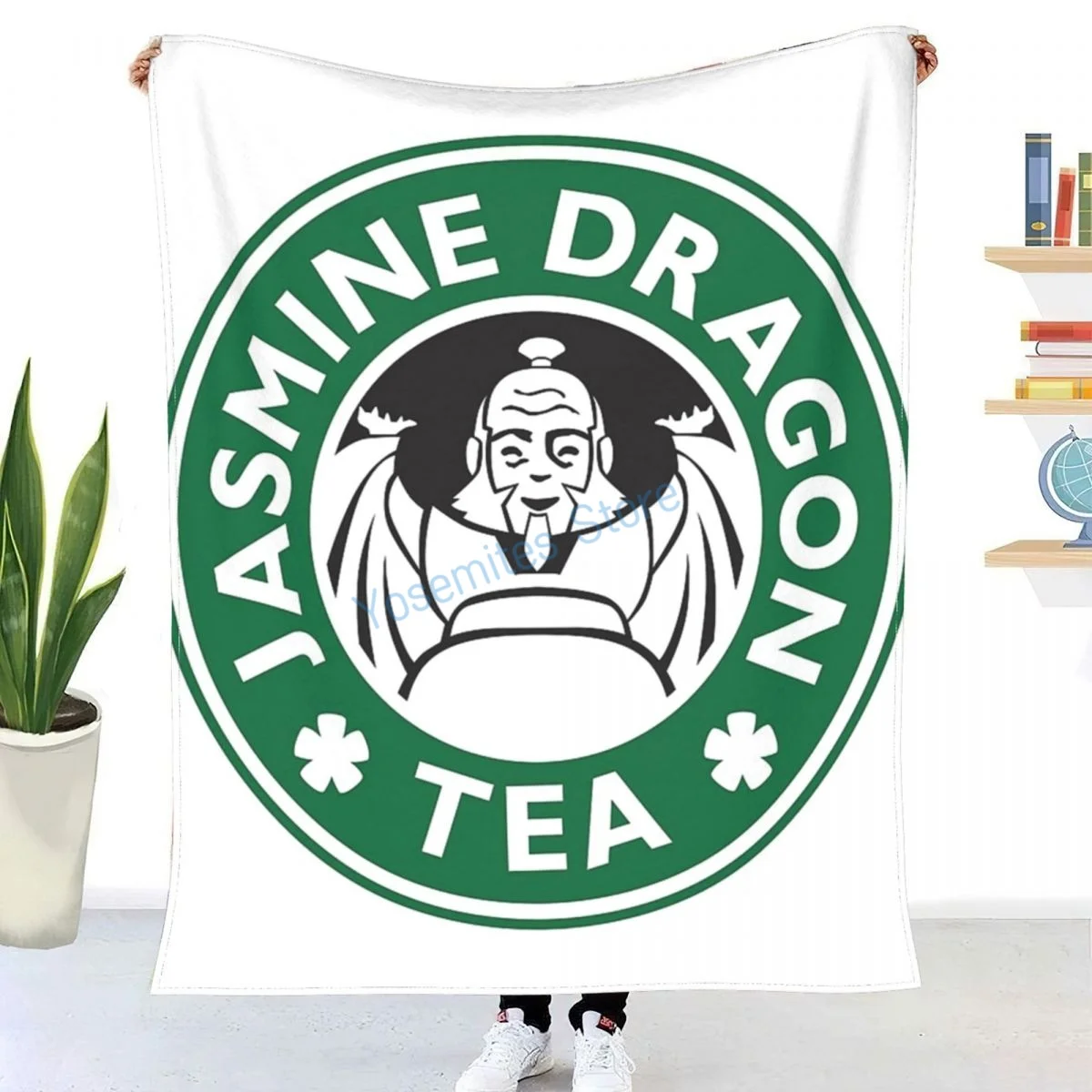 Jasmine Dragon, Uncle Iroh's Fine Tea Shop, Avatar-Inspired Design Throw Blanket Winter flannel bedspreads, bed sheets, blankets