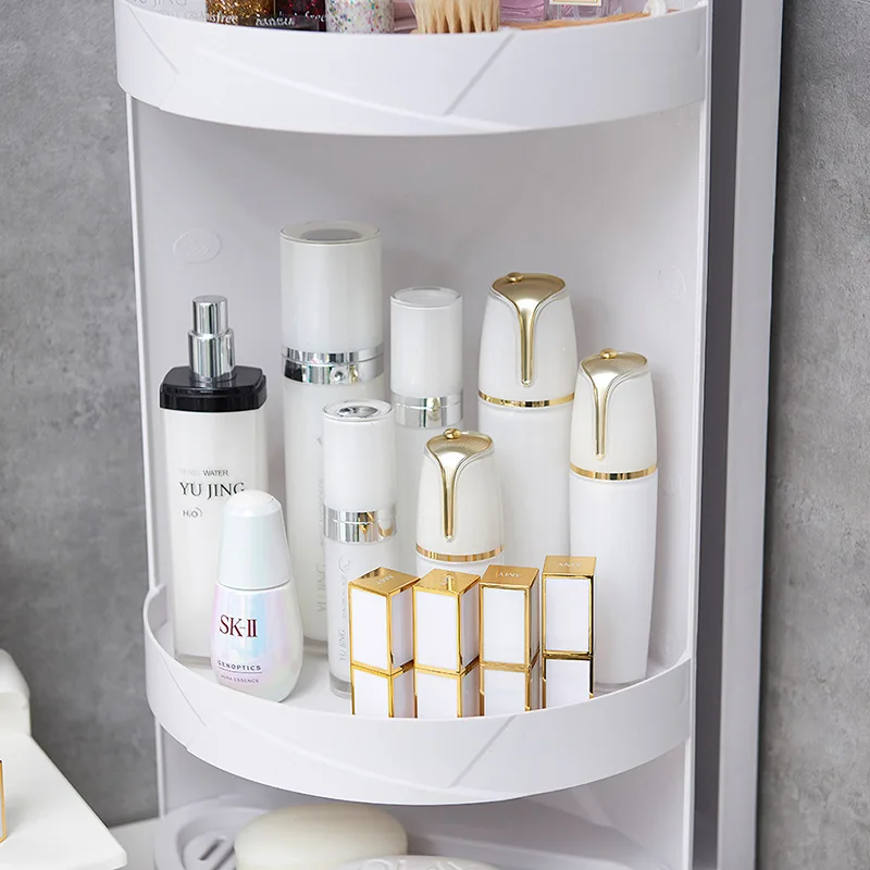 

360 Degree Rotating Bathroom Organizer Shelf Wall Mounted Shampoo Cosmetic Storage Rack Household Kitchen Bathroom Accessories