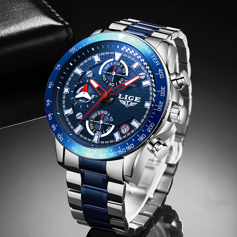 Часы LIGE мужские классические кварцевые водонепроницаемые | Наручные часы