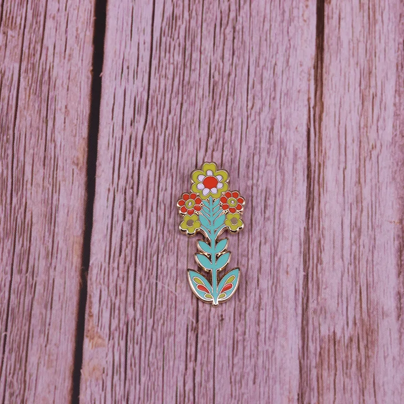Эмалированная брошь в форме подсолнуха с цветами|Броши| |