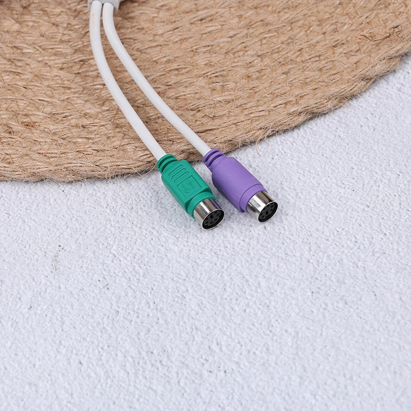 1 шт. переходник штекер-гнездо с USB на адаптер шнура конвертера PS2 для клавиатуры и