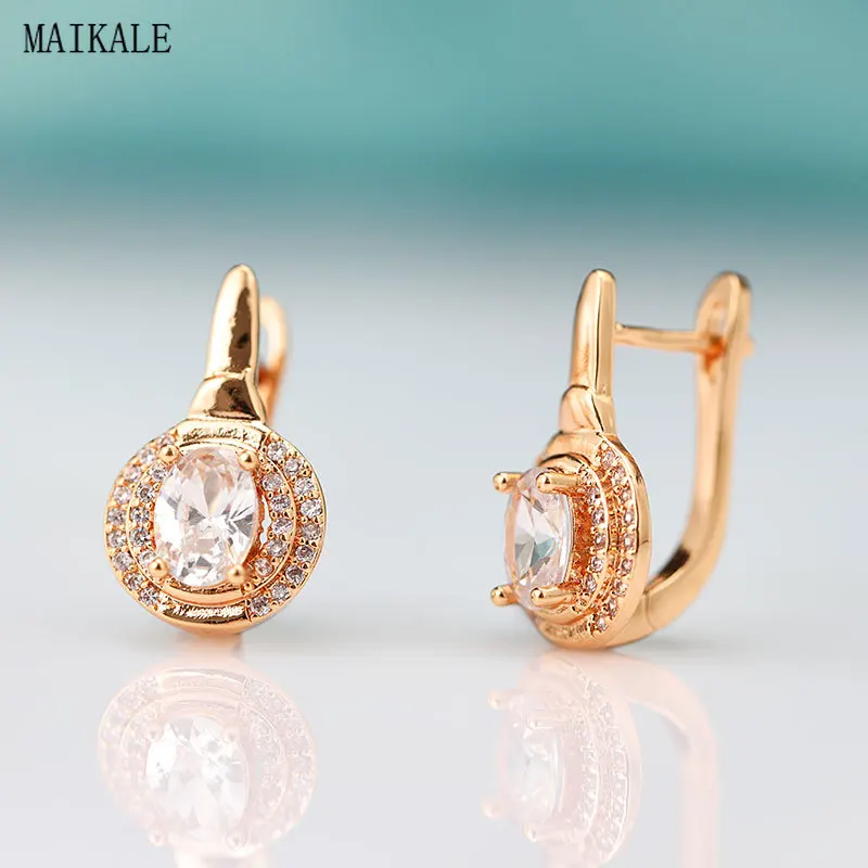 Женские маленькие серьги гвоздики MAIKALE круглые с фианитом украшение в Корейском