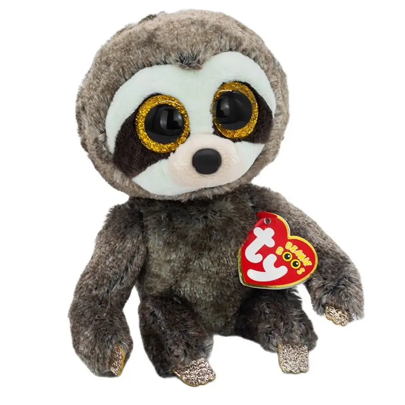 

New 6''15CM Ty Beanie Big Eyes Pea Animal Cute Grey Sloth Soft Plush Stuffed Toy Doll Child Collection Birthday Christmas Gift